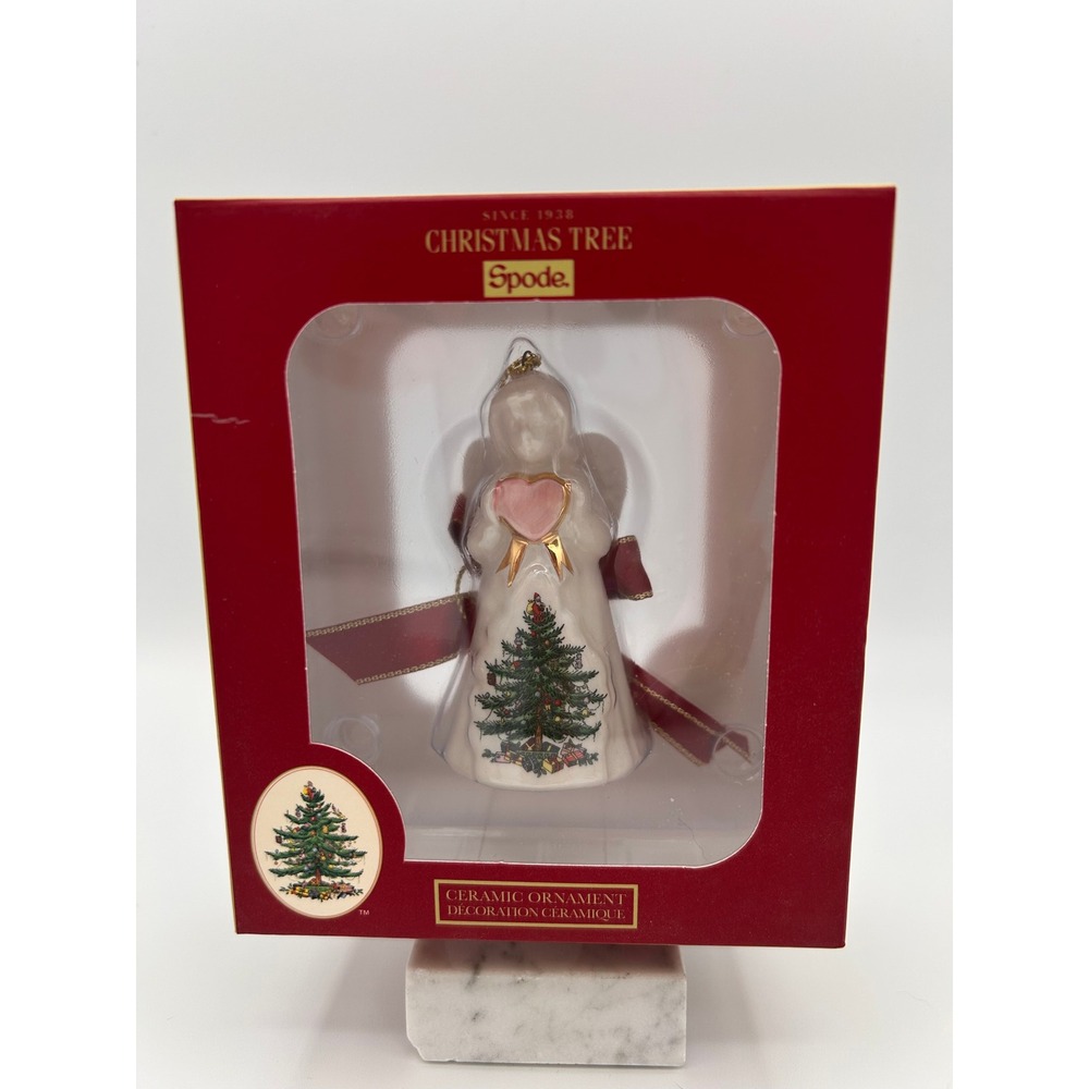 Spode Christmas Tree Ornament 3in White New Angel Ceramic Heart XT8610-XC